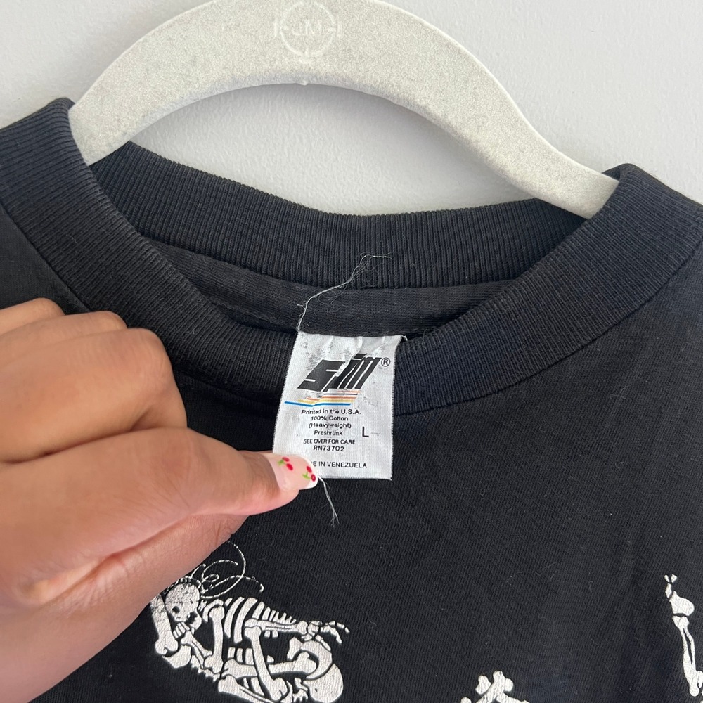 VINTAGE 90'S BLACK BONERS SKELETON ALL‎ OVER PRINT T-SHIRT - Picture 4 of 5